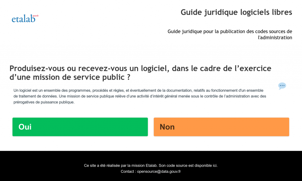 Guide juridique interactif pour la publication des codes sources de l'administration